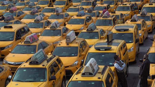 The taxi cab pool at JFK Airport