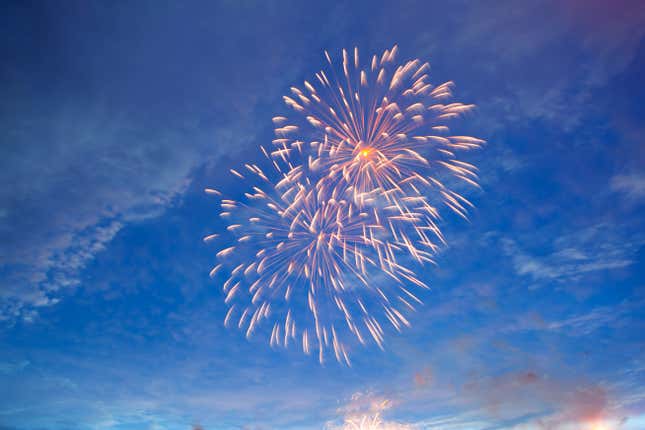 Fireworks display on the 4th of July. 