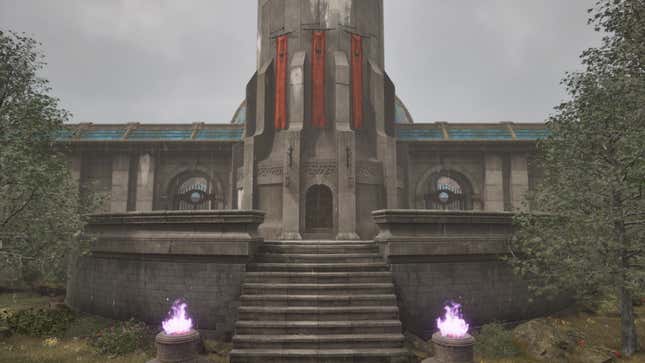 The exterior of the Arcane University in Oblivion Remastered.