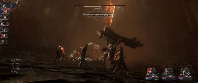 Dualliste prepares to attack the party.