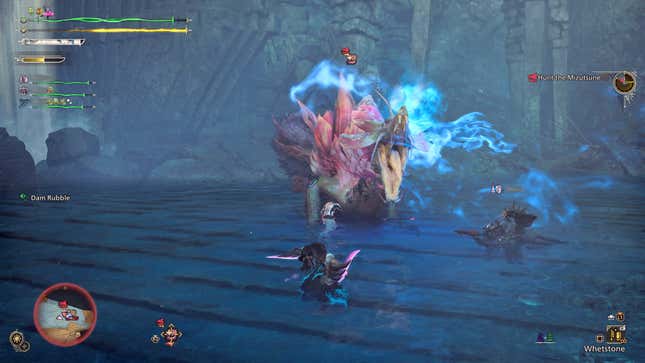 Mizutsune roars at hunters while entering its enraged state.