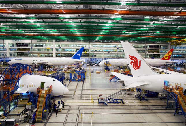 Boeing 787 Dreamliners under construction