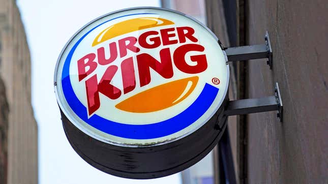 This is the Burger King logo on a sign outside a downtown Pittsburgh Burger King.