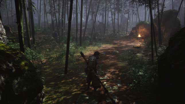 The player character stands in a shadowy forest.