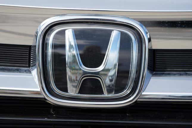 FILE - The Honda company logo is shown outside a Honda dealership Sunday, Sept. 12, 2021, in Highlands Ranch, Colo. Honda is recalling more than three quarters of a million vehicles in the U.S. because a faulty sensor may cause the front passenger air bags to inflate when they&#39;re not supposed to. (AP Photo/David Zalubowski, File)