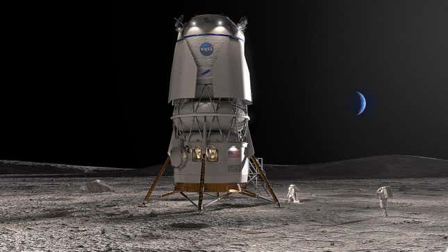 A HLS Blue Moon that will land NASA Artemis program astronauts on the lunar surface.