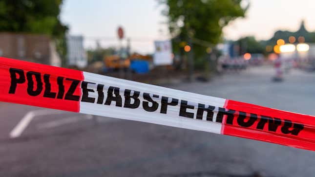 A photo of police tape in Germany. 