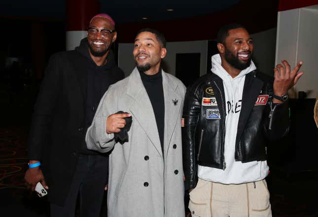 Jussie Smollett (C) and guests attend the New York Screening of “B-Boy Blues” at AMC Magic Johnson Harlem on November 19, 2021 in New York City. 