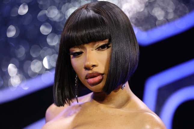 ELMONT, NEW YORK - SEPTEMBER 11: Megan Thee Stallion attends the 2024 MTV Video Music Awards at UBS Arena on September 11, 2024 in Elmont, New York.
