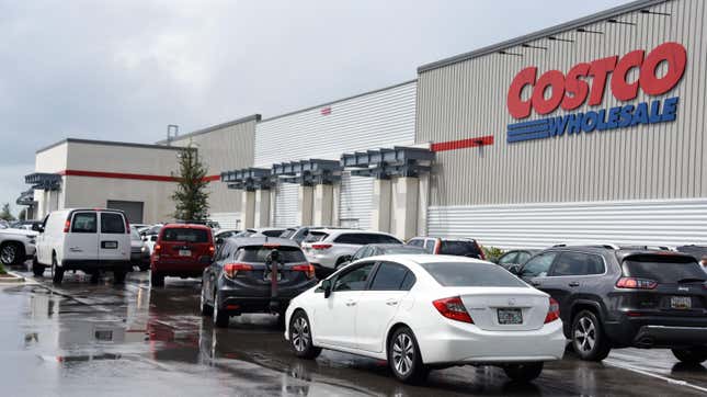 Cars lined up in front of a Miami, Florida, Costco