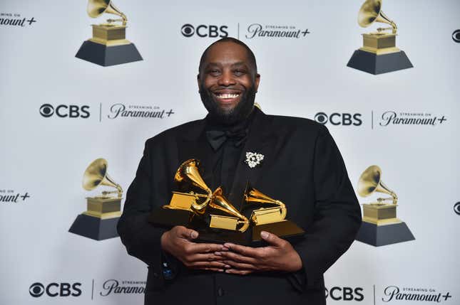 Killer Mike, winner of the Best Rap Album award for “Michael,” Best Rap Performance award for “Scientists &amp; Engineers,” and Best Rap Song award for “Scientists &amp; Engineers,” poses in the press room during the 66th GRAMMY Awards at Crypto.com Arena on February 4, 2024, in Los Angeles, California.