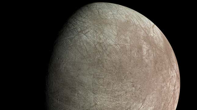NASA’s Juno spacecraft captured this image of Europa during the mission’s close flyby on September 29, 2022.