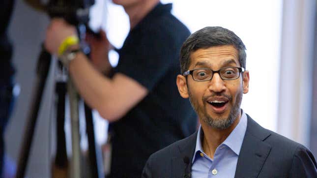 File photo of Google’s chief executive Sundar Pichai in Brussels on Jan. 20,  2020.