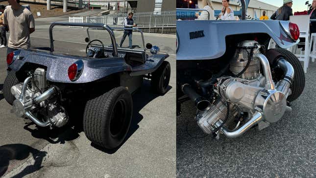 Rear 3/4 view of a grey Meyers Manx Tarmac Touring Edition