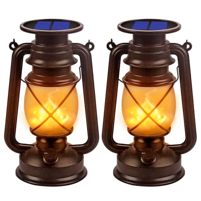 Image for article titled Solar Lantern Outdoor Hanging Solar Lights Dancing Flame Led Waterproof Camping Lamps, Now 10% Off