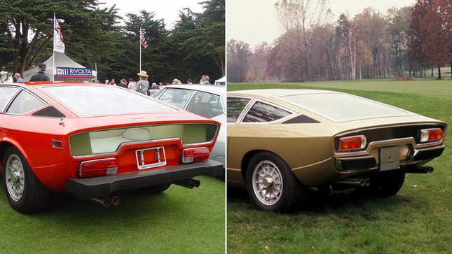 The U.S.-spec Maserati Khamsin, at left, and the European-sold original design.