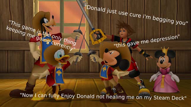 Sora, Donald, Goofy, Mickey and Minnie are full of quotes from Steam user reviews.