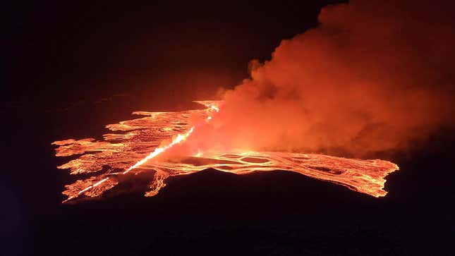 Lava flows seen from the air.