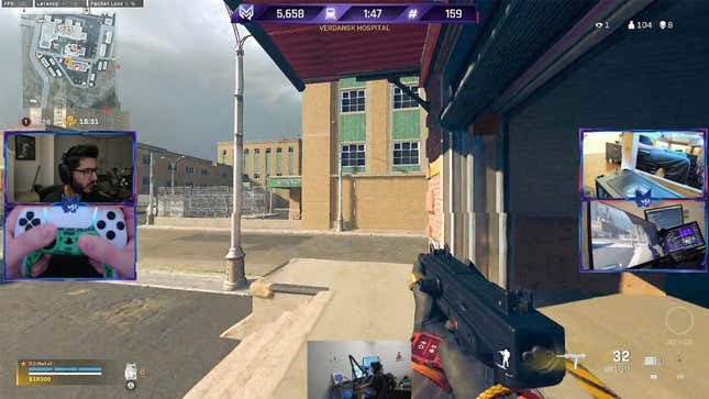 Screenshot of Mutex using five cameras while playing Warzone on Twitch.