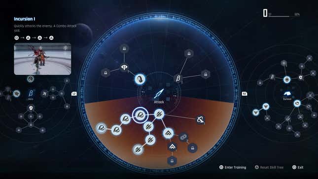 A screenshot of a main menu shows various skills for Eve to learn.