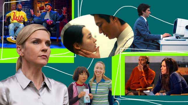 Clockwise from bottom left: Rhea Seehorn in Better Call Saul (Photo: Greg Lewis/AMC/Sony Pictures Television), Desus &amp; Mero (Photo: Greg Endries/SHOWTIME), Lee Minho and Minha Kim in Pachinko (Photo: Apple TV+), Adam Scott in Severance (Photo: Apple TV+), Lena Waithe and Pamela Adlon in Better Things (Photo: Suzanne Tenner/FX), and Maya Erskine and Anna Konkle in PEN15 (Photo: Hulu)