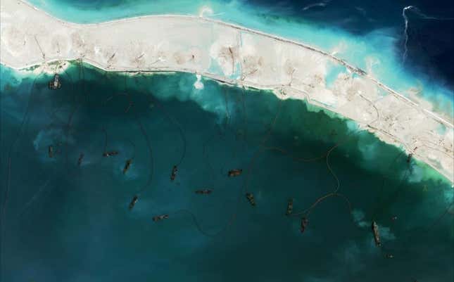 Land reclamation at Mischief Reef in June 2015.