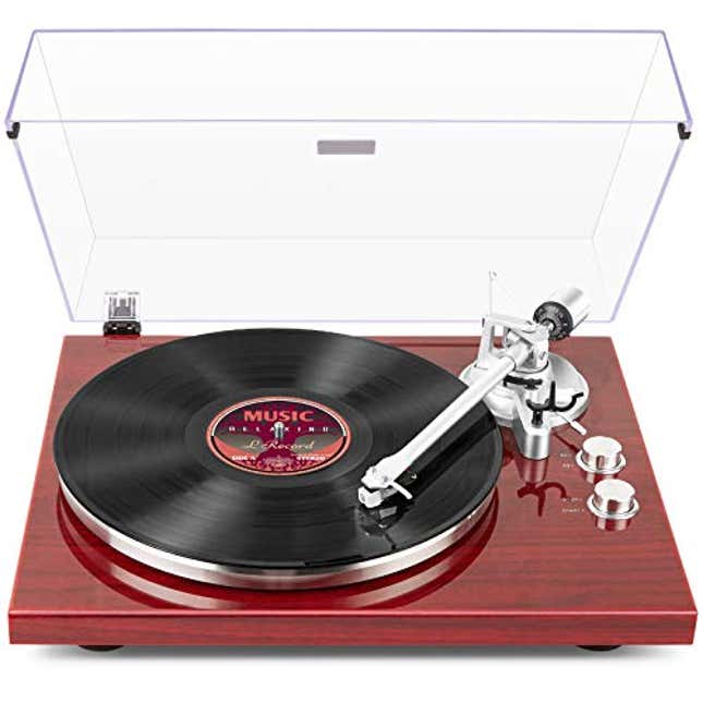 Image for article titled Maximize Your Vinyl Experience with 1 BY ONE Belt Drive Turntable with Bluetooth Connectivity, 33% Off