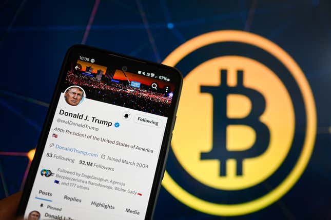 Image for article titled Stock market risks, Bitcoin breaks through, and Trump Media&#39;s crypto play: Markets news roundup