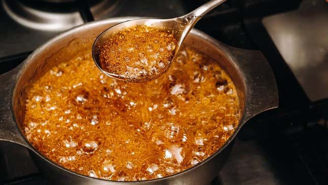 Homemade caramel on stove