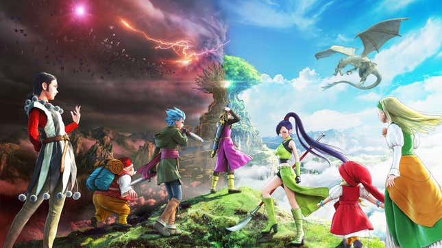 The cover art of the most recent mainline Dragon Quest title, Dragon Quest XI S: Echoes of an Elusive Age - Definitive Edition.