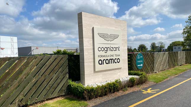 An entrance sign to the Aston Martin F1 headquarters