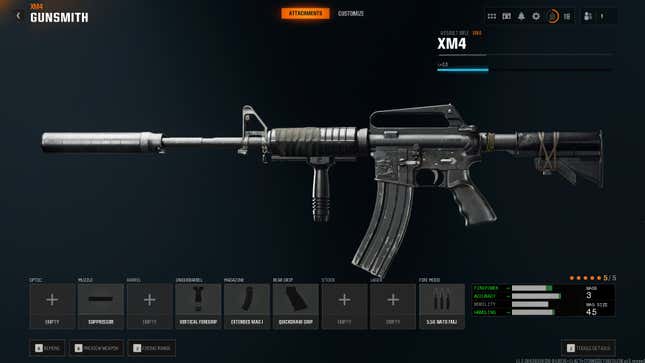 An early game build of the XM4 in Black Ops 6