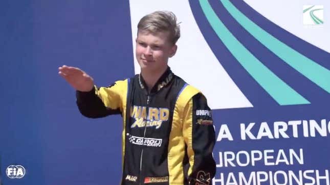 Image for article titled Russian Kart Racer Allegedly Shows Nazi Salute During Italian National Anthem