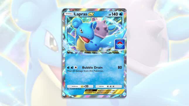 A Lapras ex card, on a background of its own art.