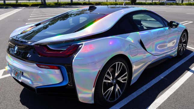 The 2015 BMW i8 has a holographic wrap