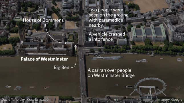 Image for article titled Four people are dead and 29 are injured in a terror incident outside Britain’s parliament