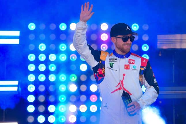 Oct 15, 2023; Las Vegas, Nevada, USA; NASCAR Cup Series driver Tyler Reddick (45) is introduced before the South Point 400 at Las Vegas Motor Speedway.