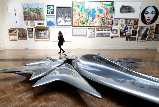 A sculpture by Zaha Hadid titled “Kloris” at the Royal Academy of Arts in central London.