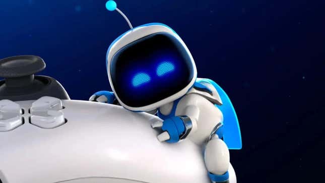 Entertainmment news An image shows Astro Bot hugging a controller. 