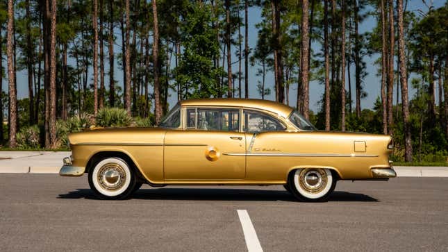 An exact replica of the gold '55 Chevy Bel Air built to commemorate General Motors' 50 millionth car built