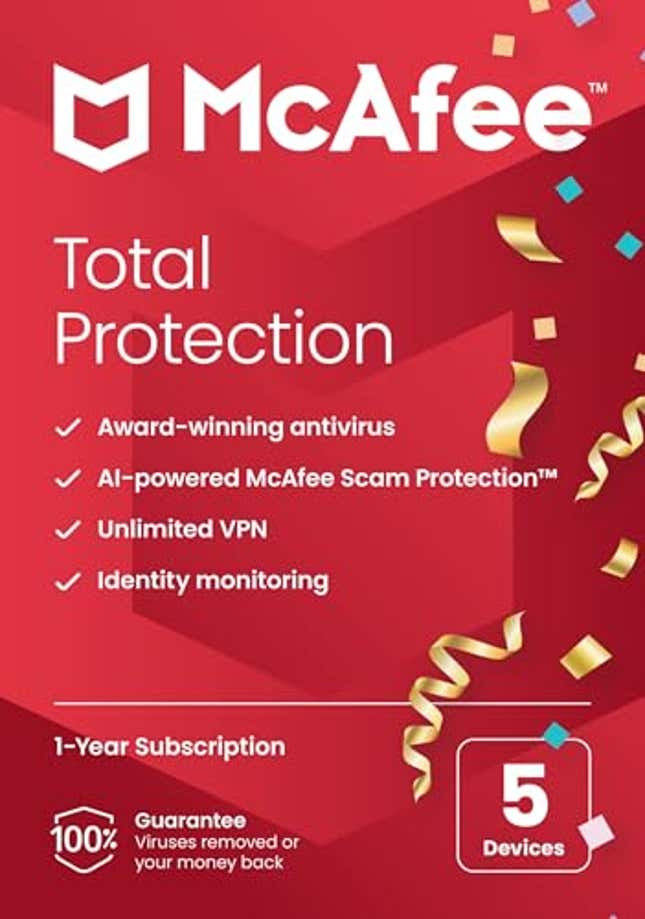 McAfee Total Protection 2024 5 Device Cybersecurity Software Includes Antivirus, Now 83.34 Off