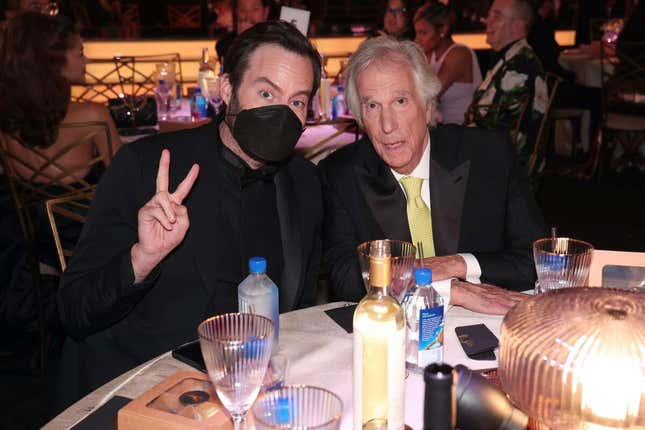 Bill Hader and Henry Winkler at the 2022 Emmy Awards