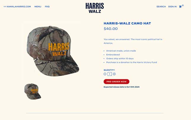 La campagne Harris-Walz a capitalisé sur l’attention des médias sociaux en lançant un nouveau chapeau de camouflage. 