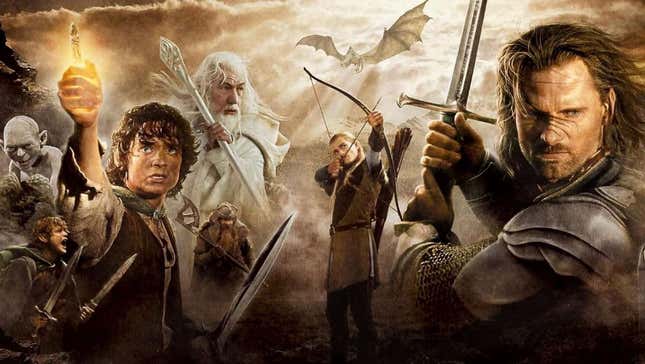 Lord of the Rings characters appear in battle. 