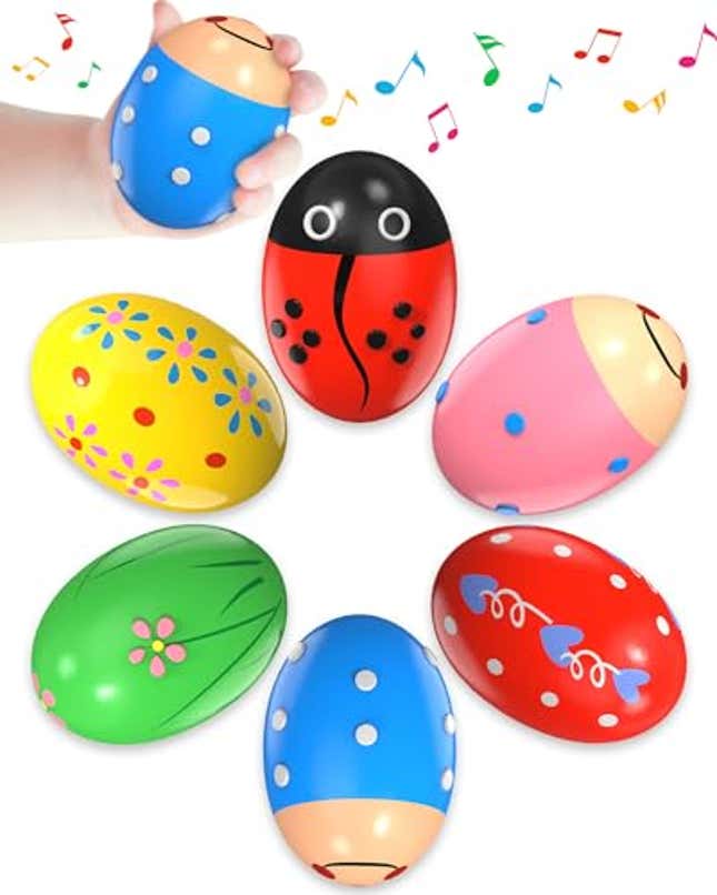 Image for article titled 6 Pack Wooden Percussion Musical Shaker Prefilled Easter Eggs with Toys Inside Filled, Now 29% Off