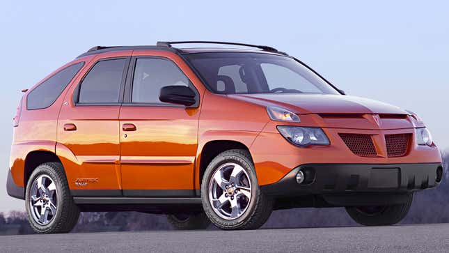 An orange Pontiac Aztek SUV