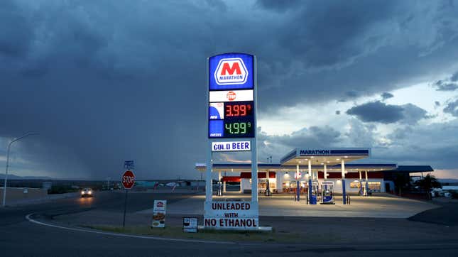 Gas prices at a fuel station near Truth Or Consequences, New Mexico on August 16.