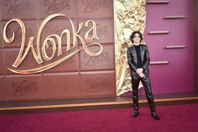 Timothee Chalamet arrives at the premiere of &quot;Wonka&quot; on Sunday, Dec. 10, 2023, at Regency Village Theatre in Westwood, Calif. (Photo by Richard Shotwell/Invision/AP)