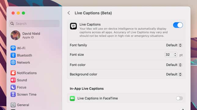 macOS Live Captions