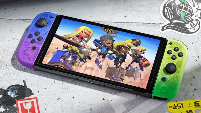 Splatoon 3 is displayed on a Switch OLED